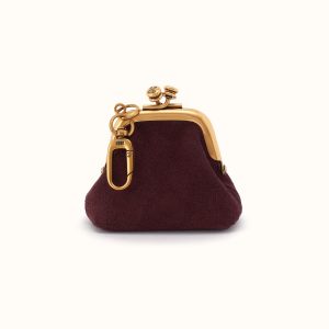 Run Frame Pouch In Suede Leather - Dark Cherry