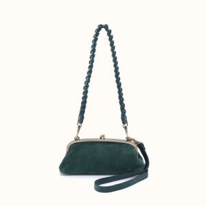 Alba Frame Small Shoulder in Buffed Leather - Pine Needle