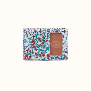 Euro Slide Card Case in Printed Leather - Batik Blooms