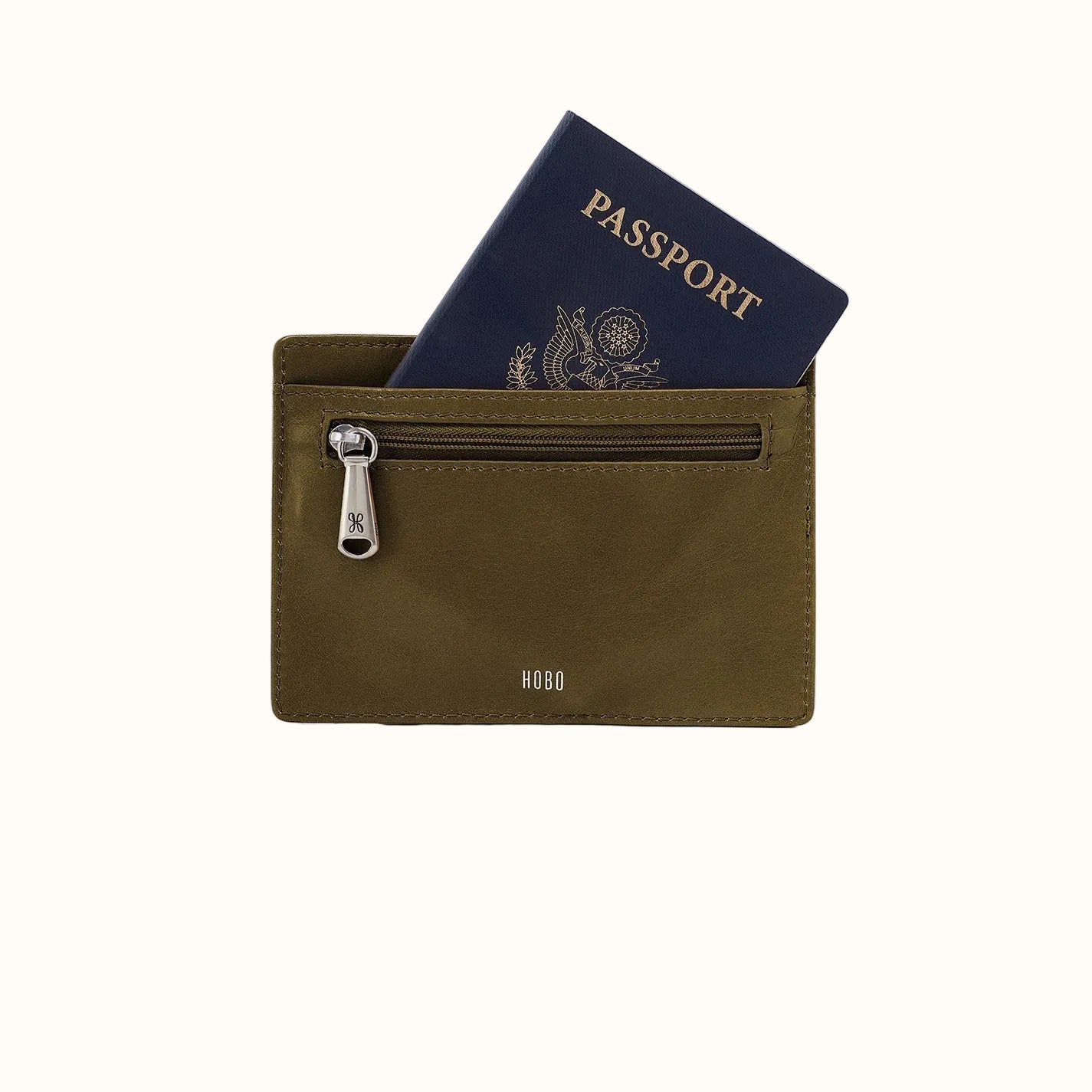 Euro Slide Card Case In Polished Leather - Olive Veil - Image 2
