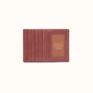 Euro Slide Card Case In Polished Leather - Rosewood