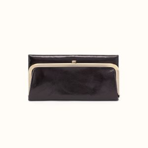 Rachel Continental Wallet In Polished Leather - Black