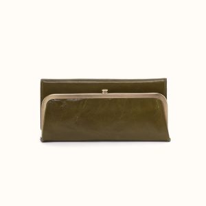 Rachel Continental Wallet In Polished Leather - Olive Veil