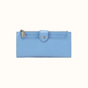 Dunn Continental Wallet In Polished Leather - Faded Denim