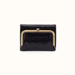 Robin Compact Wallet In Polished Leather - Black