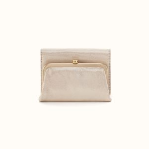 Robin Compact Wallet in Metallic Leather - Sand Shimmer