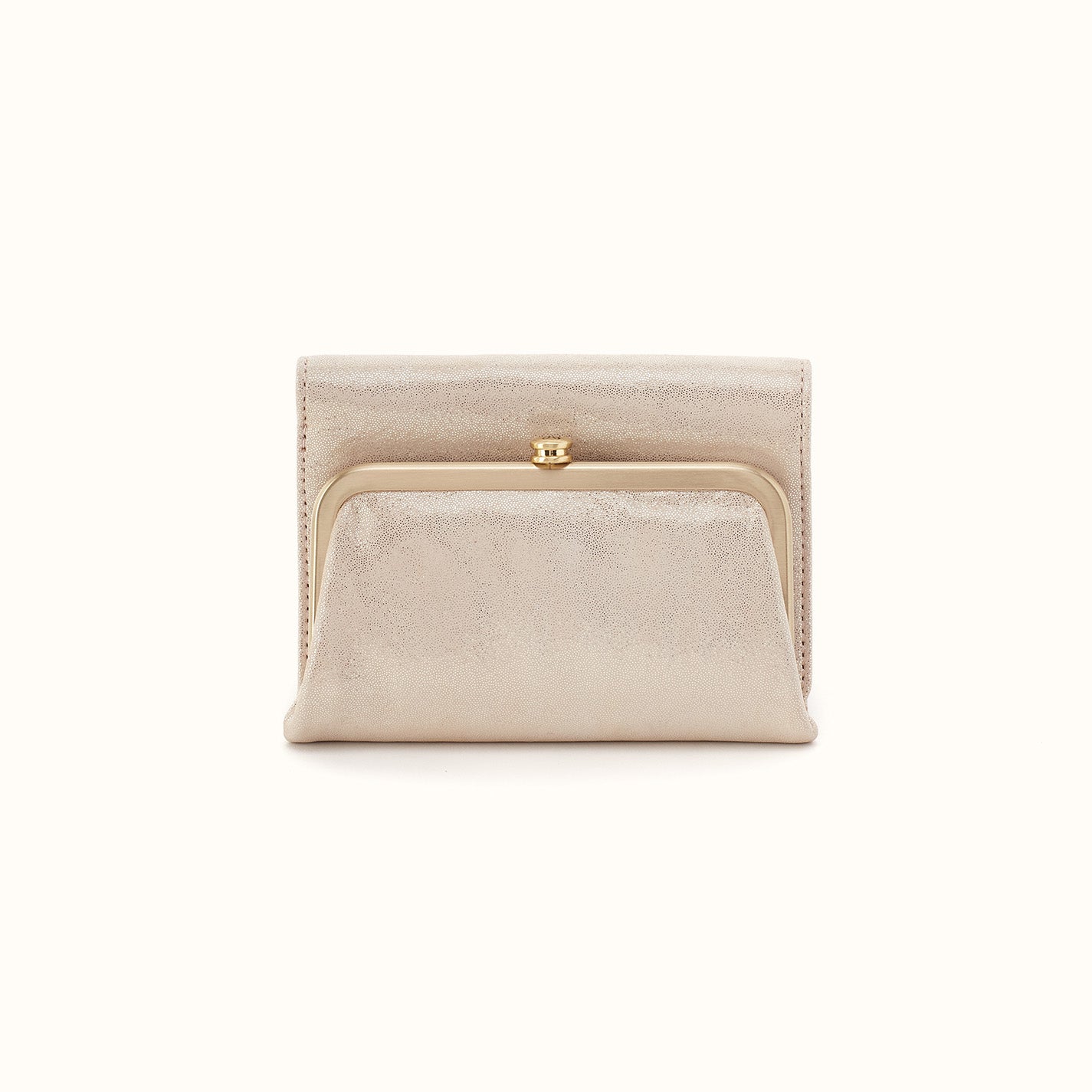 Robin Compact Wallet in Metallic Leather - Sand Shimmer