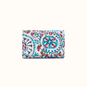 Jill Trifold Wallet in Printed Leather - Batik Blooms