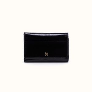 Jill Trifold Wallet In Polished Leather - Black