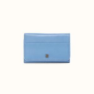 Jill Trifold Wallet In Polished Leather - Faded Denim
