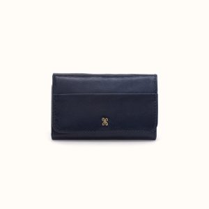 Jill Trifold Wallet In Polished Leather - Ink Navy