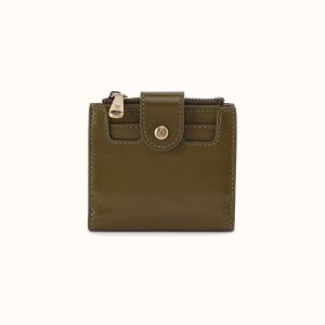 Dunn Mini Wallet In Polished Leather - Olive Veil