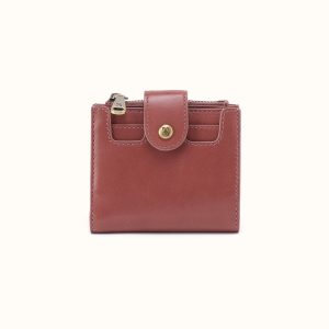 Dunn Mini Wallet In Polished Leather - Rosewood