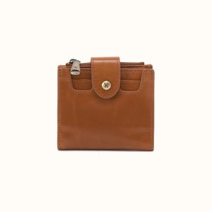 Dunn Mini Wallet In Polished Leather - Truffle
