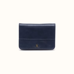 Jill Bifold Wallet In Polished Leather - Ink Navy