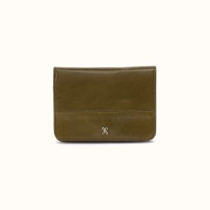 Jill Bifold Wallet In Polished Leather - Olive Veil