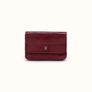 Jill Flap Card Case in Polished Leather - Saddleberry