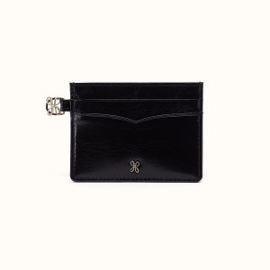 Charmed Card Case In Polished Leather - Black