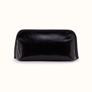 Beauty Brush Case In Polished Leather - Black
