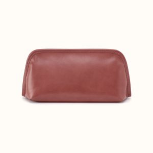 Beauty Brush Case In Polished Leather - Rosewood
