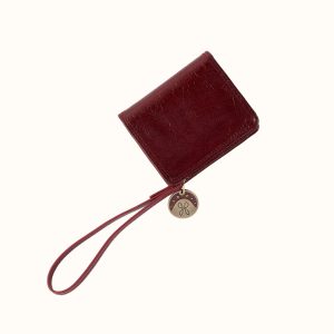 Coin Wristlet Wallet in Gloss Leather - Garnet Gloss