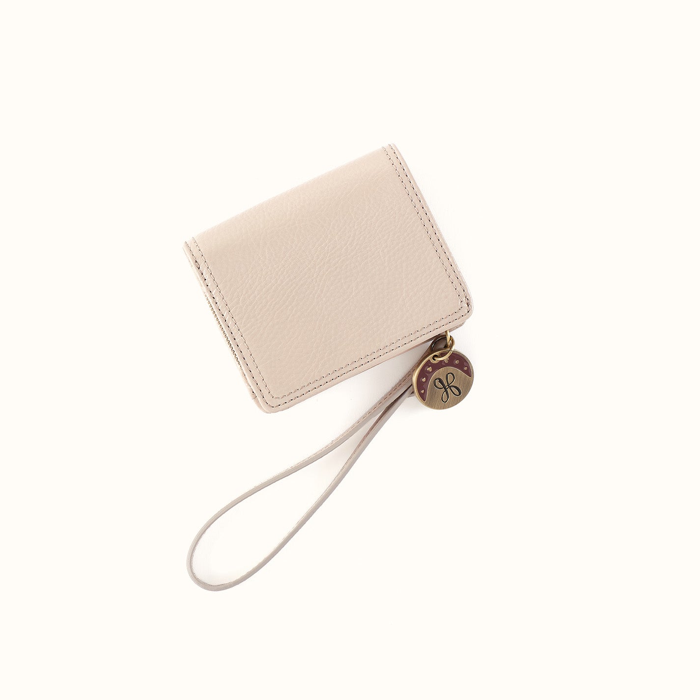 Coin Wristlet Wallet In Gloss Leather - Stone Gloss - Image 3