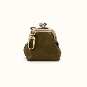Run Frame Pouch In Polished Leather - Olive Veil