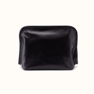 Beauty Cosmetic Pouch In Polished Leather - Black