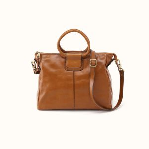 Sheila Medium Satchel In Polished Leather - Truffle