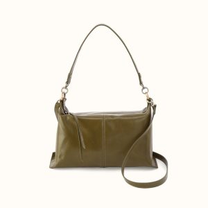 Avon Shoulder Bag In Polished Leather - Olive Veil
