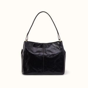 Seneca Shoulder Bag In Polished Leather - Black
