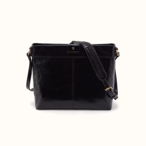 Romy Medium Crossbody in Polished Leather - Black
