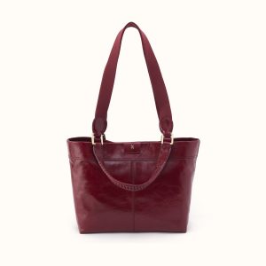 Romy Medium Tote in Polished Leather - Saddleberry