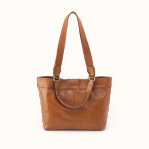 Romy Medium Tote in Polished Leather - Truffle