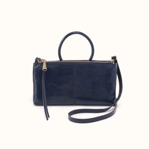 Sable Crossbody In Polished Leather - Ink Navy