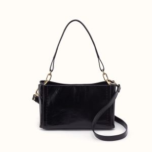 Seneca Shoulder Crossbody In Polished Leather - Black
