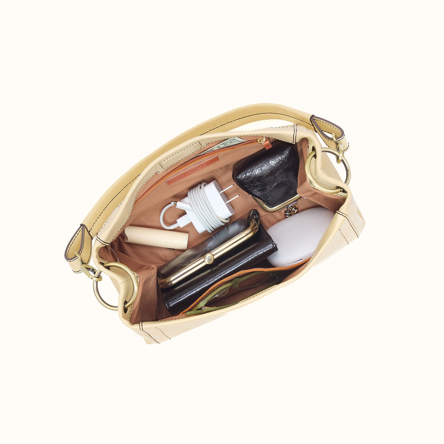 Seneca Shoulder Crossbody in Polished Leather - Butter Yellow - Image 2