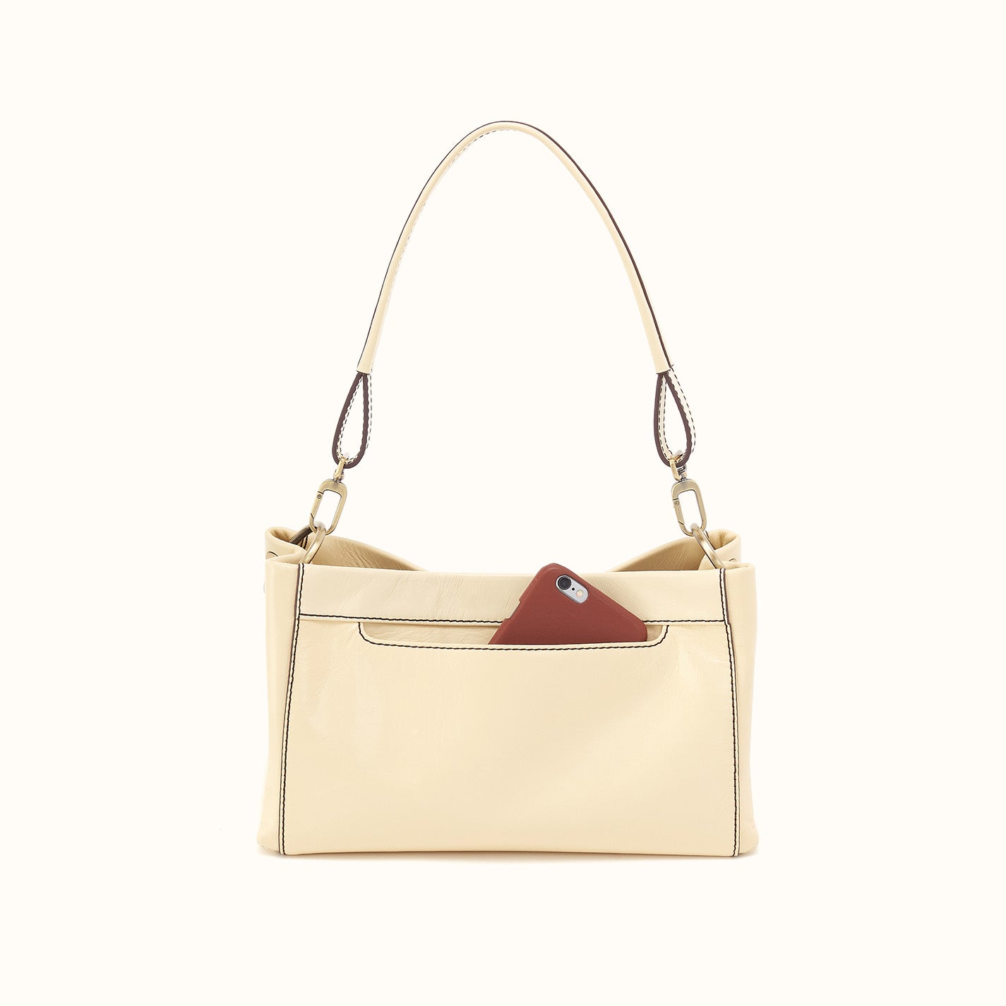 Seneca Shoulder Crossbody in Polished Leather - Butter Yellow - Image 3