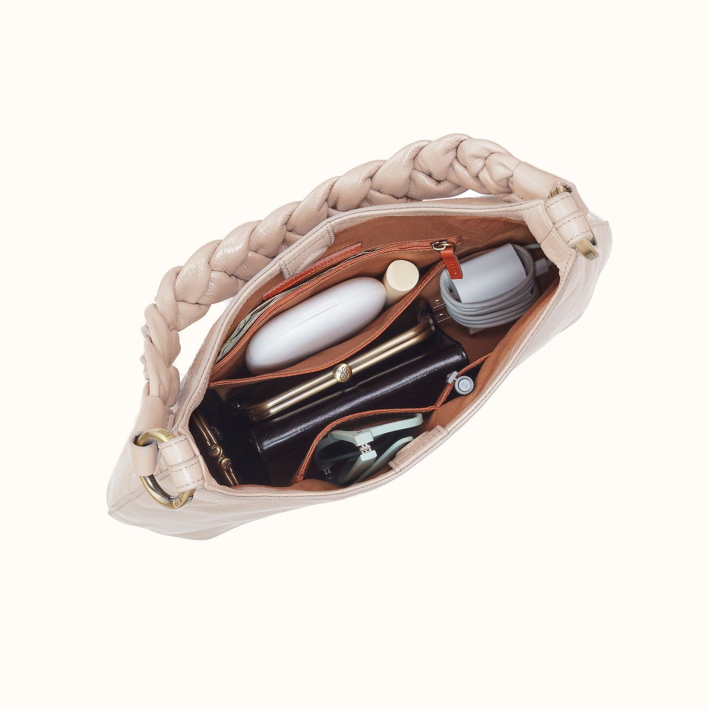 Madison Shoulder Bag In Gloss Leather - Stone Gloss - Image 2