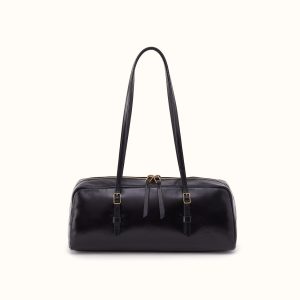 Scottie Satchel In Polished Leather - Black