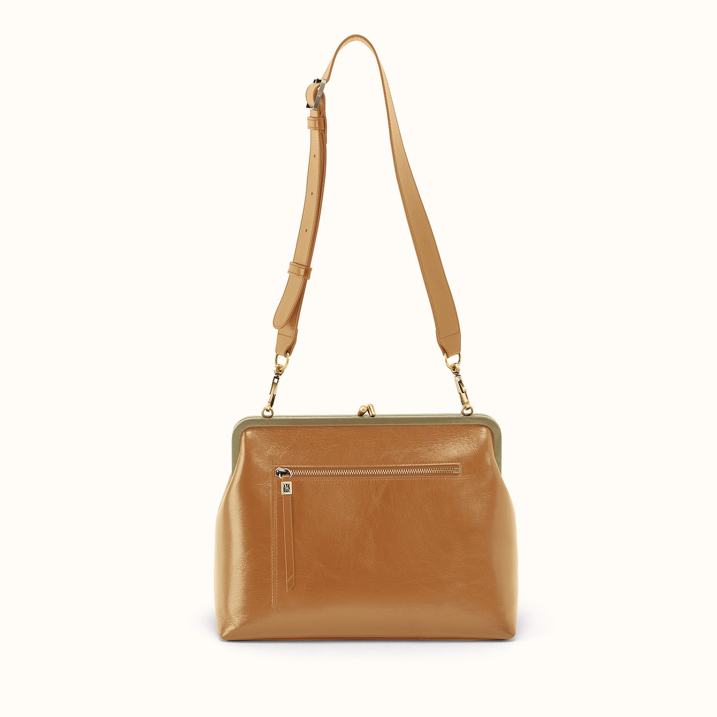 Alba Frame Large Shoulder Bag In Polished Leather - Burnished Tan - Image 2