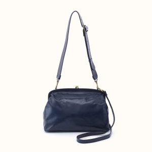 Alba Frame Large Shoulder in Polished Leather - Ink Navy