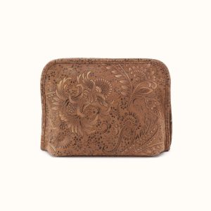 Beauty Cosmetic Pouch In Printed Leather - Mink Folklore