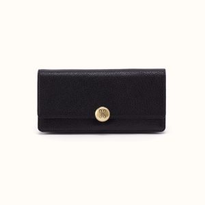 Hutton Large Wallet In Micrograin Leather - Black