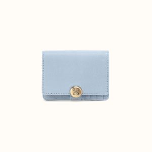 Hutton Small Wallet In Micrograin Leather - Dusted Sky