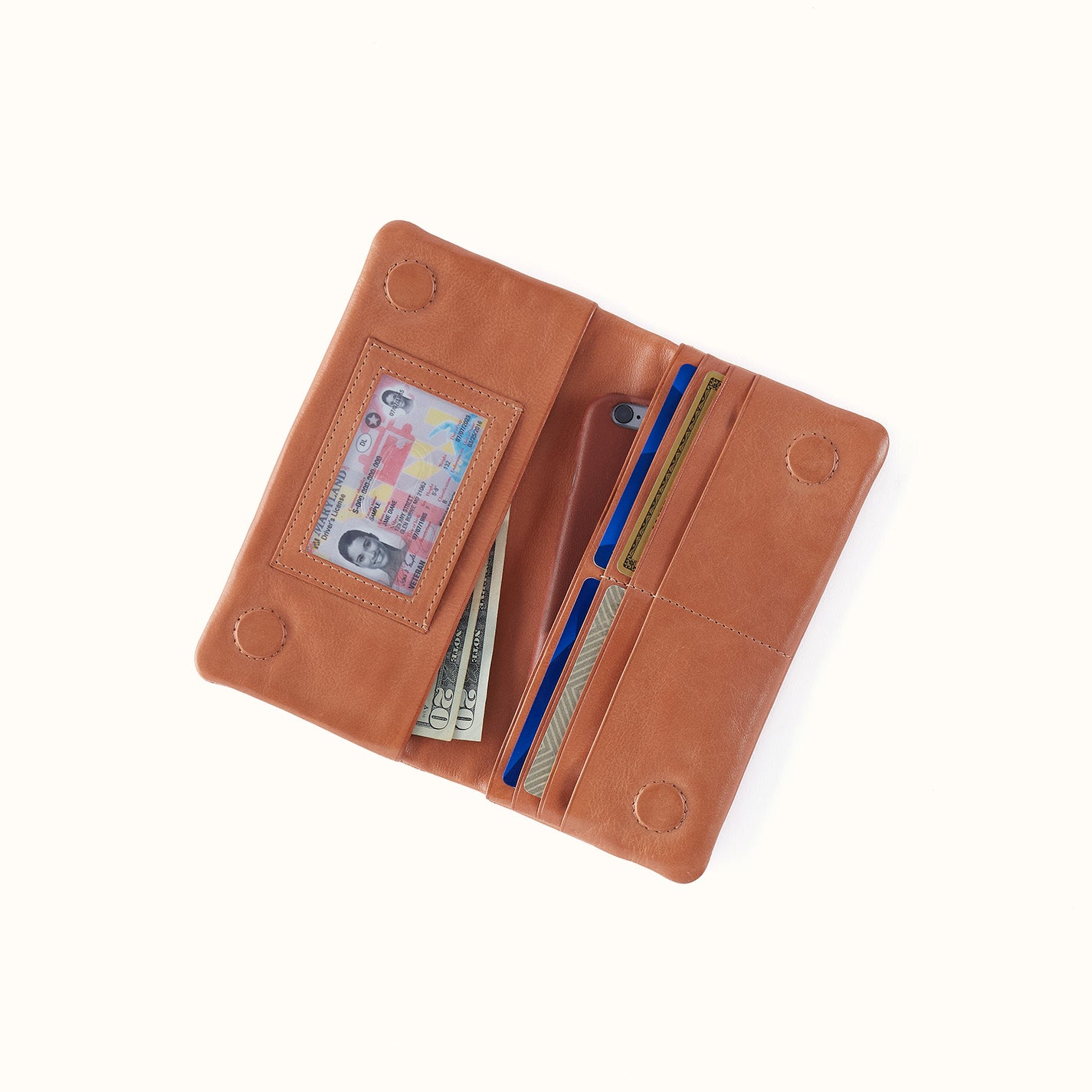 Lumen Continental Wallet in Washed Leather - Harvest Wheat - Image 2